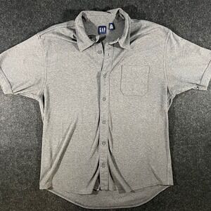 Gap Shirt Mens XL Gray Short Sleeve Button Up Pocket Cotton Casual Essential